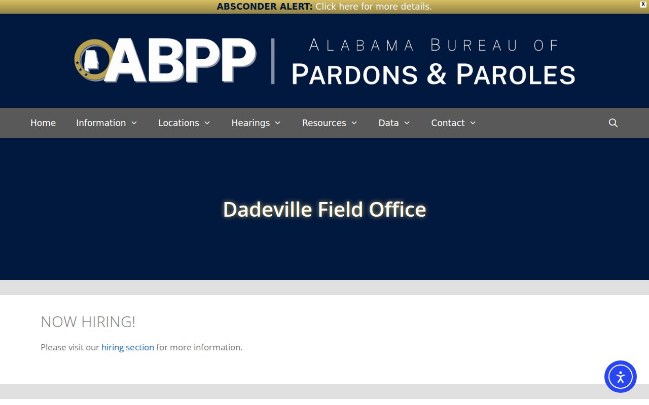 Tallapoosa County post-release supervision ABPP Dadeville Field Office
