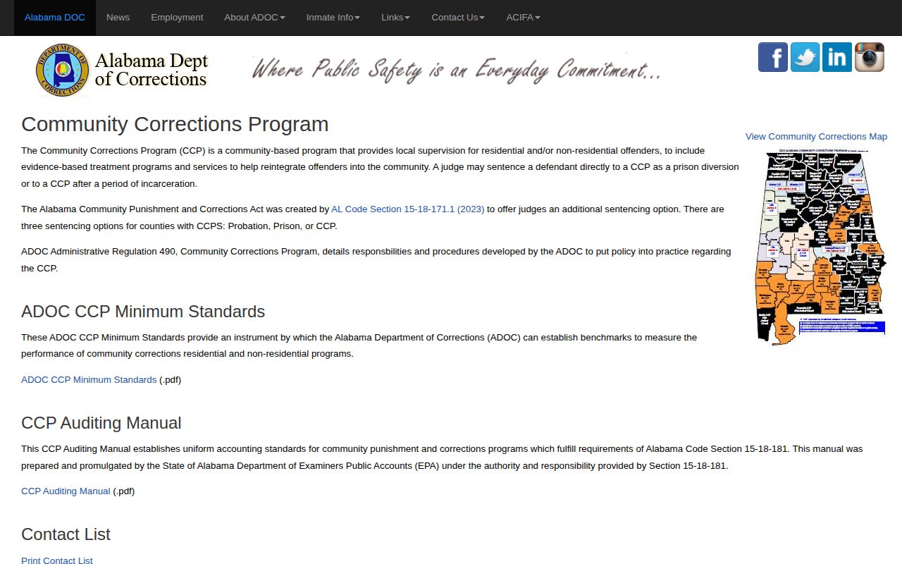 Tallapoosa County Community Corrections post-release supervision listing
