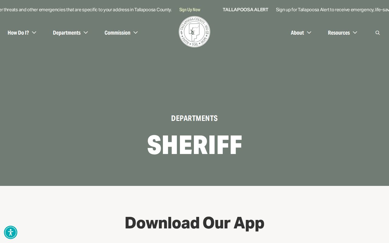 Tallapoosa County Jail release records source on the Sheriff's Department page